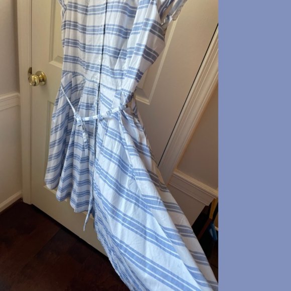 Ellos Blue and White Stripe Sandy Shirtwaist Dress - Picture 3 of 9